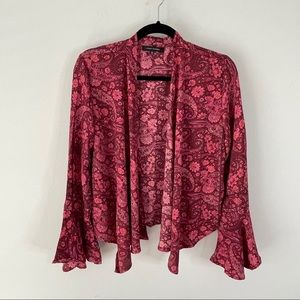 Karma Highway Boho Floral Flowy Open Front Top